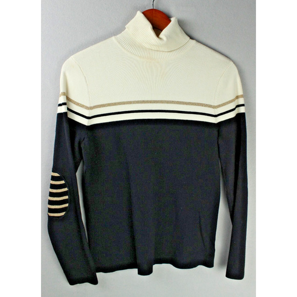 Anne Klein Turtleneck Sweater - Small - Colorblock - Black/Cream/Gold - Picture 1 of 10